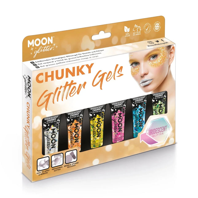 Moon Glitter Iridescent Chunky Glitter Gel Yellow 12ml van Moon Creations koop je bij Partywinkel