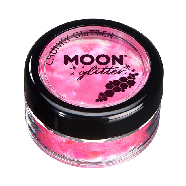 Moon Glitter Iridescent Chunky Glitter Pink 3g van Moon Creations koop je bij Partywinkel