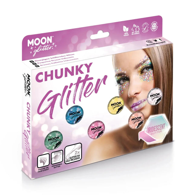 Moon Glitter Iridescent Chunky Glitter Purple 3g van Moon Creations koop je bij Partywinkel
