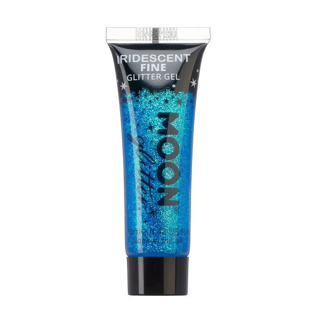Moon Glitter Iridescent Fine Glitter Gel Blue 12ml van Moon Creations koop je bij Partywinkel