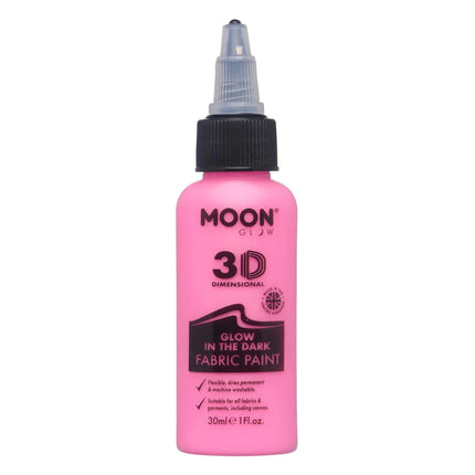 Moon Glow Glow in the Dark Fabric Paint Pink 30ml van Moon Creations koop je bij Partywinkel