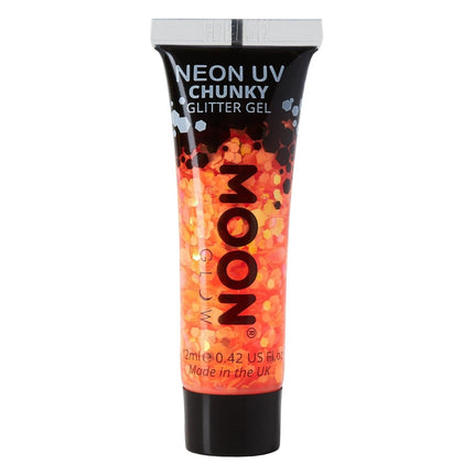 Moon Glow Neon UV Chunky Glitter Gel Orange 12ml van Moon Creations koop je bij Partywinkel