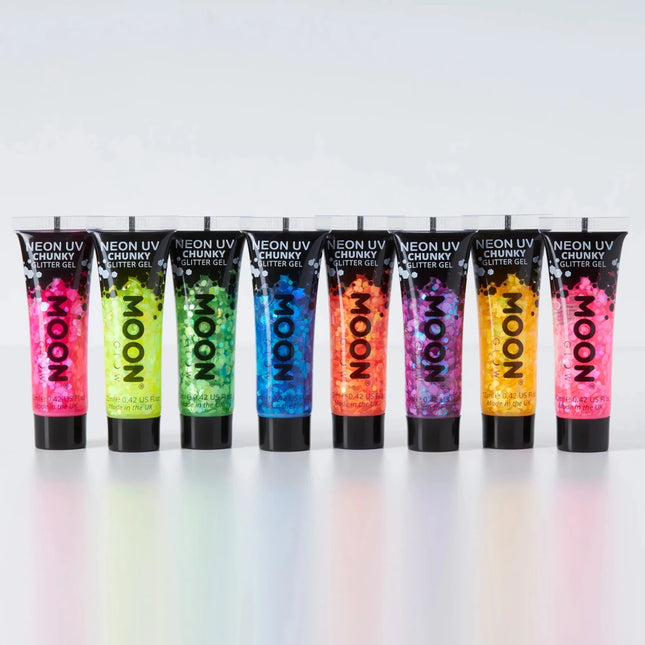 Moon Glow Neon UV Chunky Glitter Gel Yellow 12ml van Moon Creations koop je bij Partywinkel