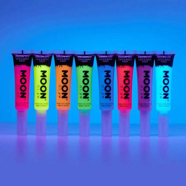 Moon Glow Neon UV Face Paint with Brush Applicator Intense Pink 15ml van Moon Creations koop je bij Partywinkel