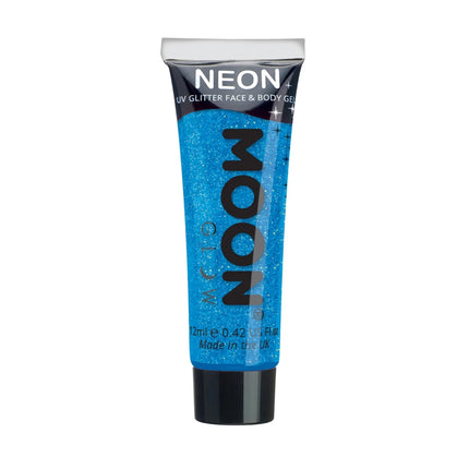 Moon Glow Neon UV Fine Glitter Gel Blue 12ml van Moon Creations koop je bij Partywinkel