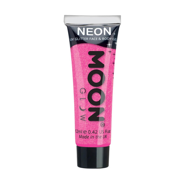 Moon Glow Neon UV Fine Glitter Gel Hot Pink 12ml van Moon Creations koop je bij Partywinkel