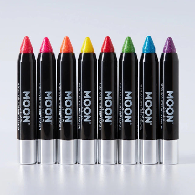 Moon Glow Neon UV Glitter Body Crayons Purple 3.2g van Moon Creations koop je bij Partywinkel