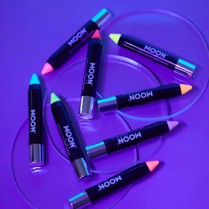 Moon Glow Neon UV Glitter Body Crayons Purple 3.2g van Moon Creations koop je bij Partywinkel