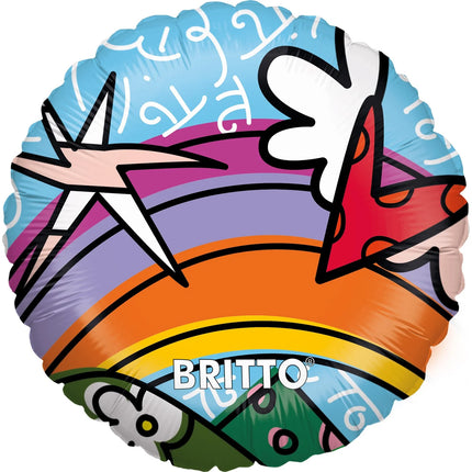 Gekleurde Helium Ballon Britto Rond Leeg 45cm
