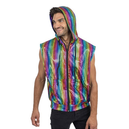 Regenboog Disco Vest Mouwloos Heren