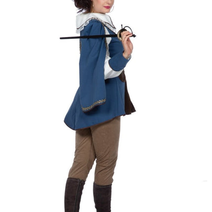 Musketier Kostuum Bruin Blauw Dames van Wilbers & Wilbers koop je bij Partywinkel