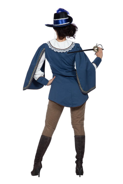 Musketier Kostuum Bruin Blauw Dames van Wilbers & Wilbers koop je bij Partywinkel