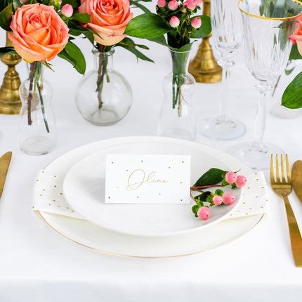 Naamkaartjes Goud Stip 9,5cm 10st van Partydeco koop je bij Partywinkel