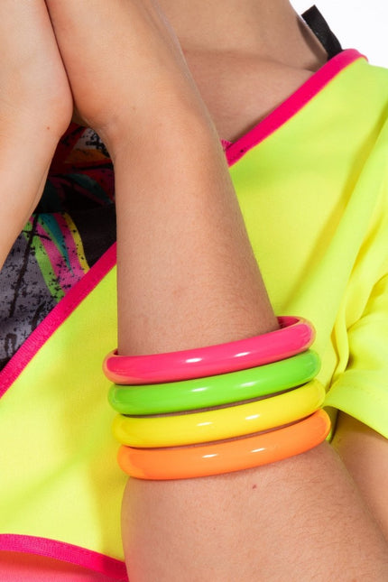 Neon 80S Armband Dames 4st van Wilbers & Wilbers koop je bij Partywinkel