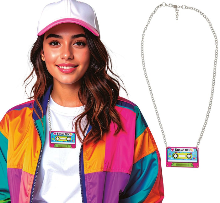 Neon 80S Ketting Cassette van Fiestas Guirca koop je bij Partywinkel