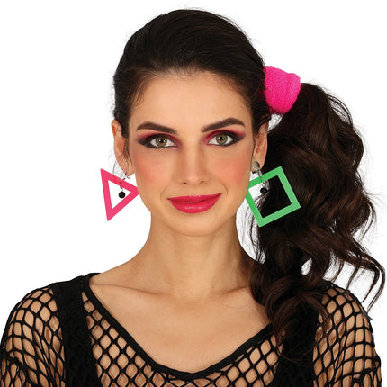 Neon 80S Oorbellen Groen Roze van Fiestas Guirca koop je bij Partywinkel