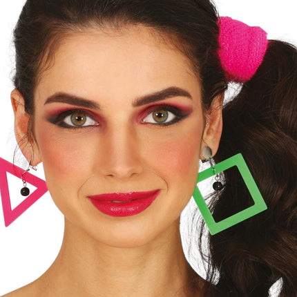 Neon 80S Oorbellen Groen Roze van Fiestas Guirca koop je bij Partywinkel