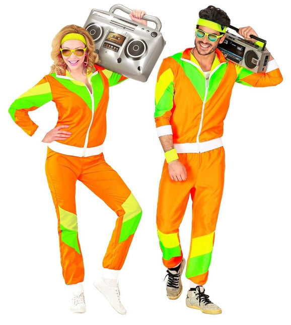 Neon 80S Trainingspak Fout Groen Oranje van Widmann koop je bij Partywinkel