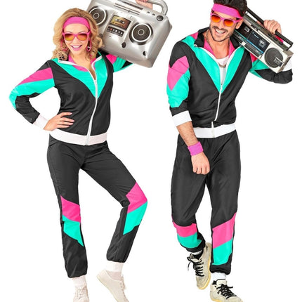Neon 80S Trainingspak Fout Zwart van Widmann koop je bij Partywinkel
