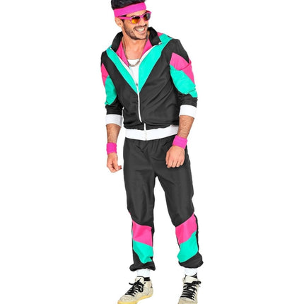 Neon 80S Trainingspak Fout Zwart van Widmann koop je bij Partywinkel