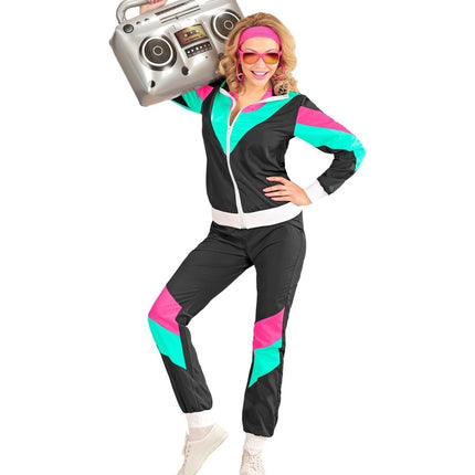 Neon 80S Trainingspak Fout Zwart van Widmann koop je bij Partywinkel