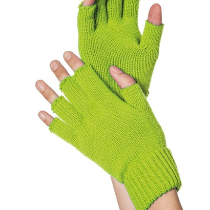 Neon Groene Handschoenen Vingerloos van Wilbers & Wilbers koop je bij Partywinkel