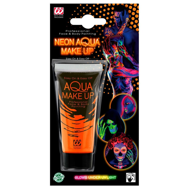 Neon Oranje Schmink Glow In The Dark 30ml van Widmann koop je bij Partywinkel