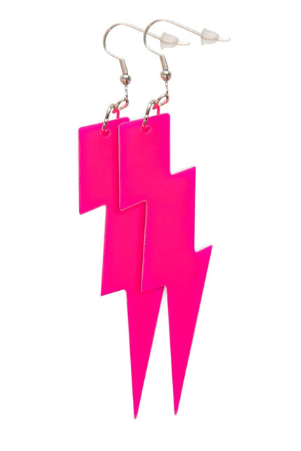 Neon Roze Oorbellen Bliksem van Wilbers & Wilbers koop je bij Partywinkel