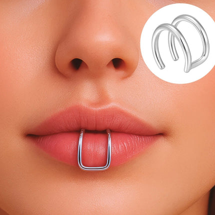 Neppe dubbele lip piercing Zilver van Fiestas Guirca koop je bij Partywinkel