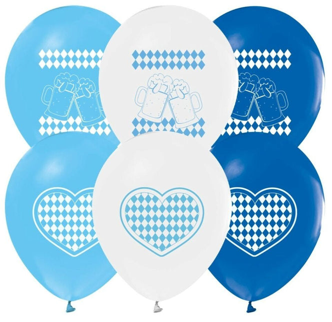 Oktoberfest Ballonnen Blauw Wit 30cm 8st van WeFiesta koop je bij Partywinkel