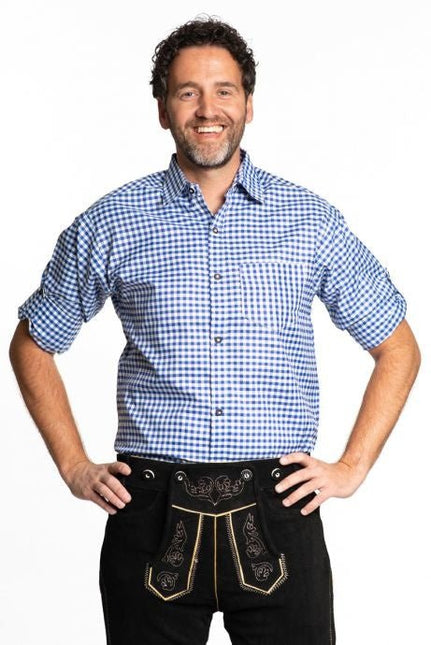 Oktoberfest Blouse Heren Blauw van Partychimp koop je bij Partywinkel