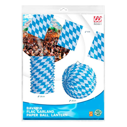 Oktoberfest Decoratie Set Blauw Wit Brandvertragend van Widmann koop je bij Partywinkel