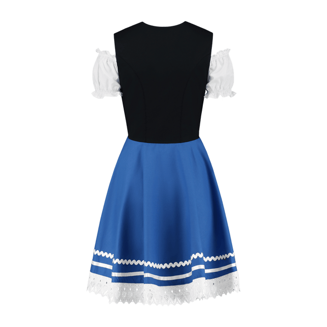 Oktoberfest Dirndl Jurk Oktoberfest Blauw Wit Dames 2 Delig van Haus Huberts koop je bij Partywinkel
