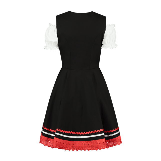 Oktoberfest Dirndl Jurk Oktoberfest Zwart Rood Dames 2 Delig van Haus Huberts koop je bij Partywinkel