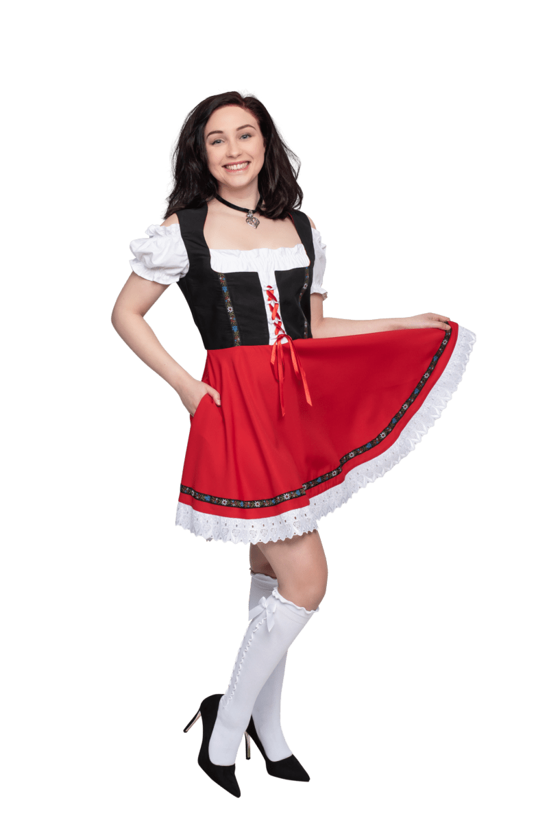 Duitse dirndl-jurk voor dames, 3-delig voor Beierse Oktoberfest carnaval, Zwart, XL