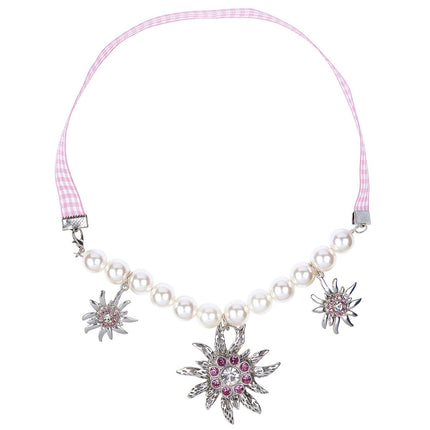 Oktoberfest Ketting Roze Zilver Met Edelweiss van Widmann koop je bij Partywinkel