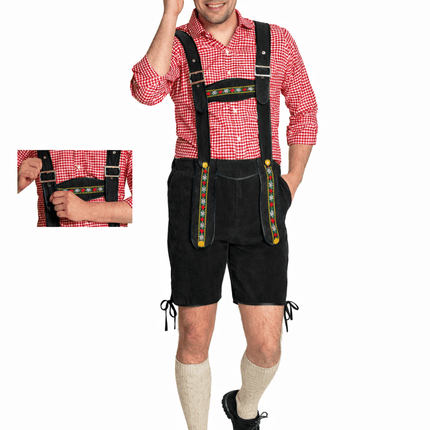 Oktoberfest Lederhose Zwart Kort van Partychimp koop je bij Partywinkel