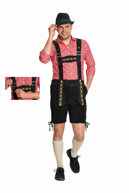 Oktoberfest Lederhose Zwart Kort van Partychimp koop je bij Partywinkel