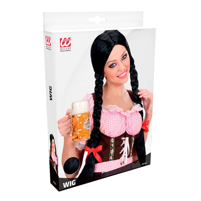 Oktoberfest Pruik Zwart Vlechten van Widmann koop je bij Partywinkel