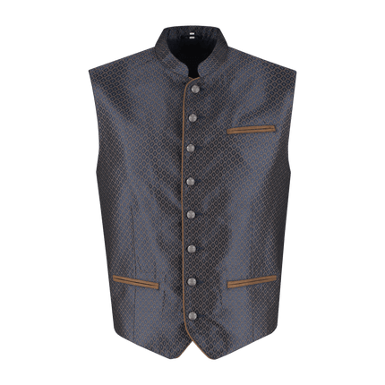 Oktoberfest Vest Blauw Trachtenweste Jaquard van Haus Huberts koop je bij Partywinkel