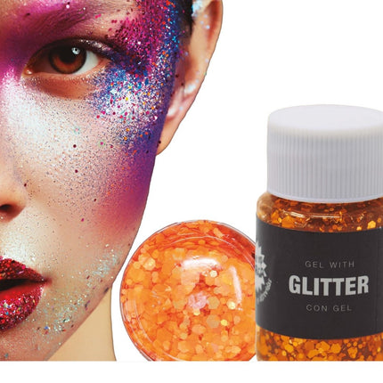 Oranje Glitter Gel 20g van Fiestas Guirca koop je bij Partywinkel