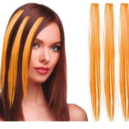 Oranje Hair Extension 50cm 3st van Fiestas Guirca koop je bij Partywinkel