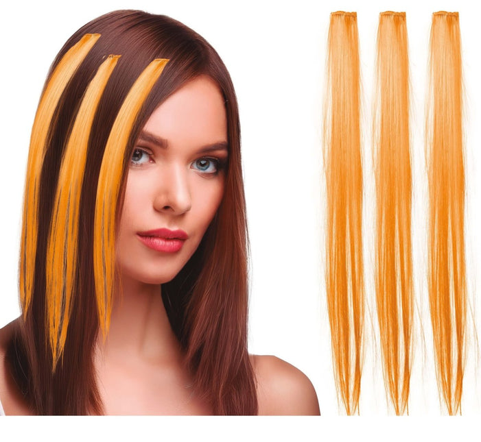Oranje Hair Extension 50cm 3st van Fiestas Guirca koop je bij Partywinkel