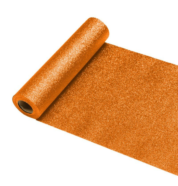Oranje Tafelloper Glitter 5m van CHAKS koop je bij Partywinkel