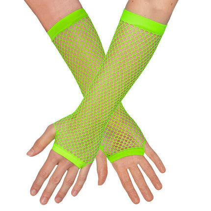 Paar handschoenen eleboog Mesh neongroen van Boland koop je bij Partywinkel