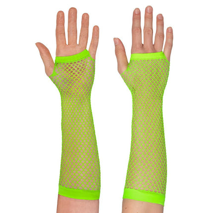 Paar handschoenen eleboog Mesh neongroen van Boland koop je bij Partywinkel
