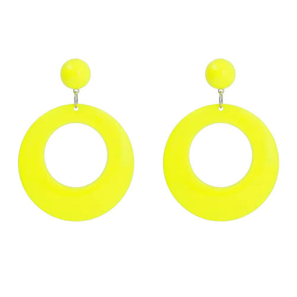 Paar oorbellen Retro neongeel UV van Boland koop je bij Partywinkel