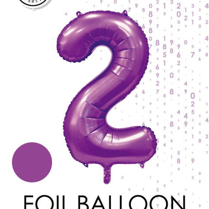 Paarse Cijfer Ballon 2 Jaar Glans 86cm van WeFiesta koop je bij Partywinkel