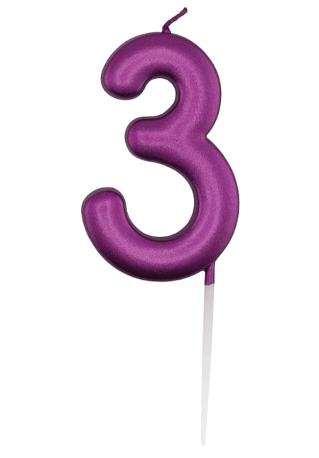 Paarse Cijferkaars 3 van Unique koop je bij Partywinkel