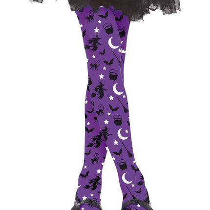 Paarse Halloween Legging Heksen Kind van Fiestas Guirca koop je bij Partywinkel